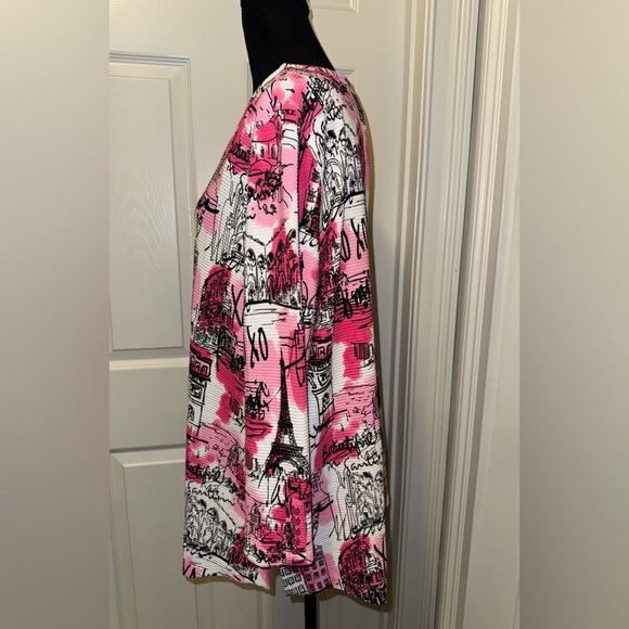 Multiples Pink and Black Paris Graphic Print Top - Picture 3 of 10